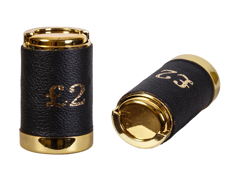 (image for) 8607 Black/Gold £2 Coin Holder with leather